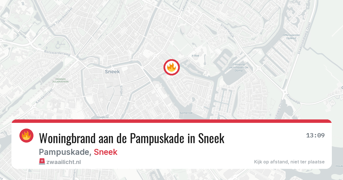 Woningbrand aan de Pampuskade in Sneek — 4 aug 2026