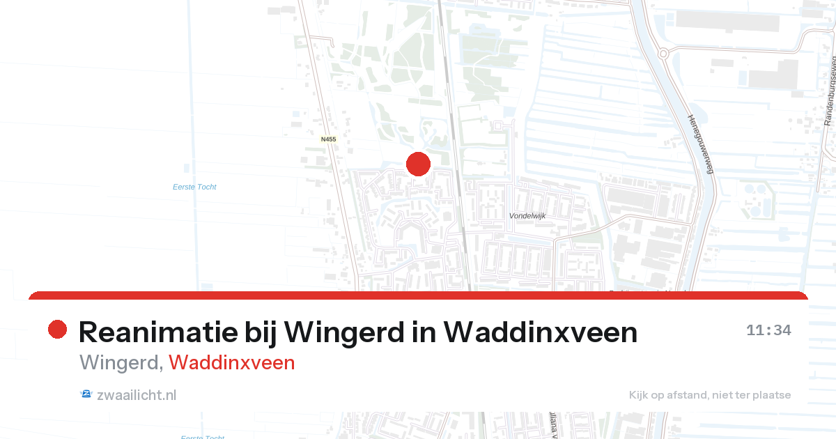 Reanimatie bij Wingerd in Waddinxveen — 22 mrt 2026