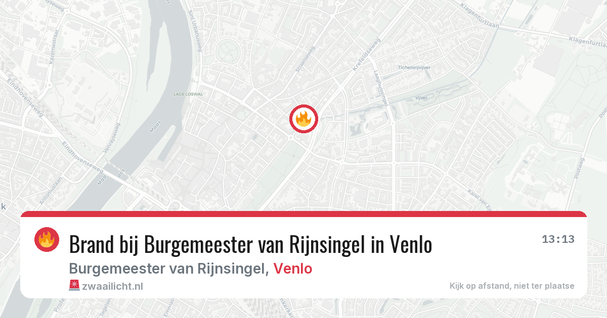 Brand bij Burgemeester van Rijnsingel in Venlo — 21 mrt 2026