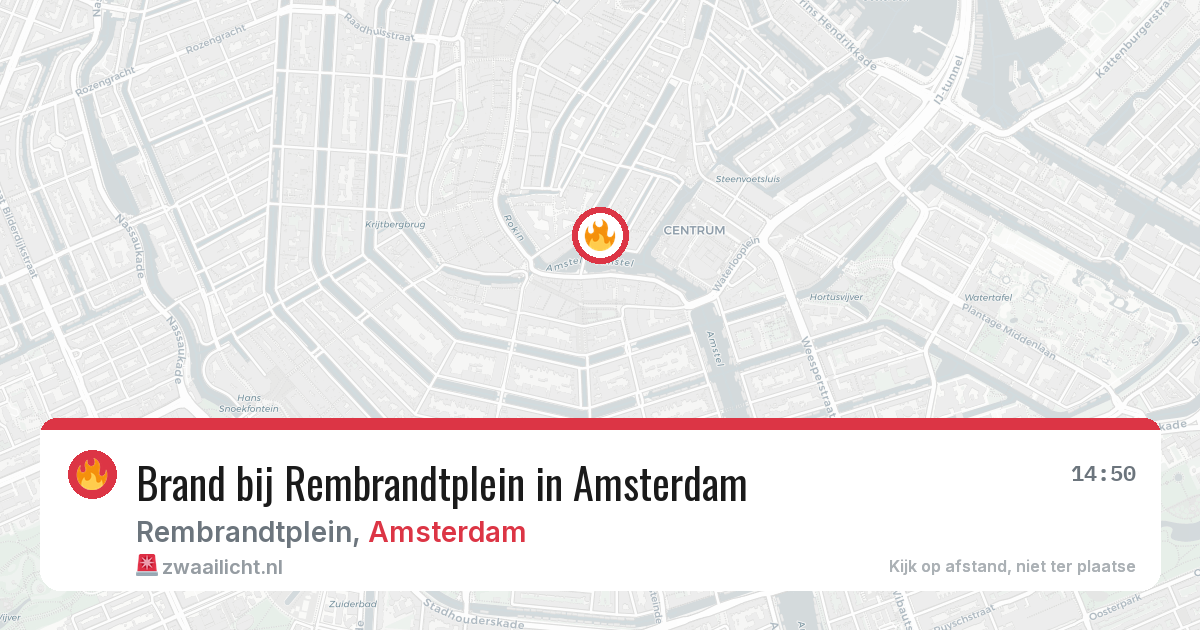 Brand bij Rembrandtplein in Amsterdam — 27 apr 2026
