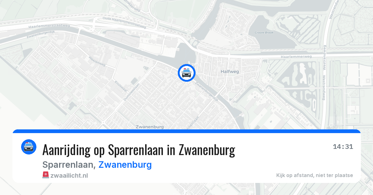 Aanrijding op Sparrenlaan in Zwanenburg — 7 jul 2026