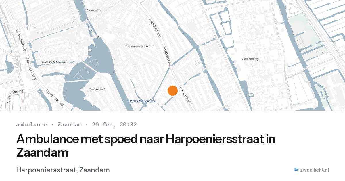 Ambulance met spoed naar Harpoeniersstraat in Zaandam — 20 feb 2026