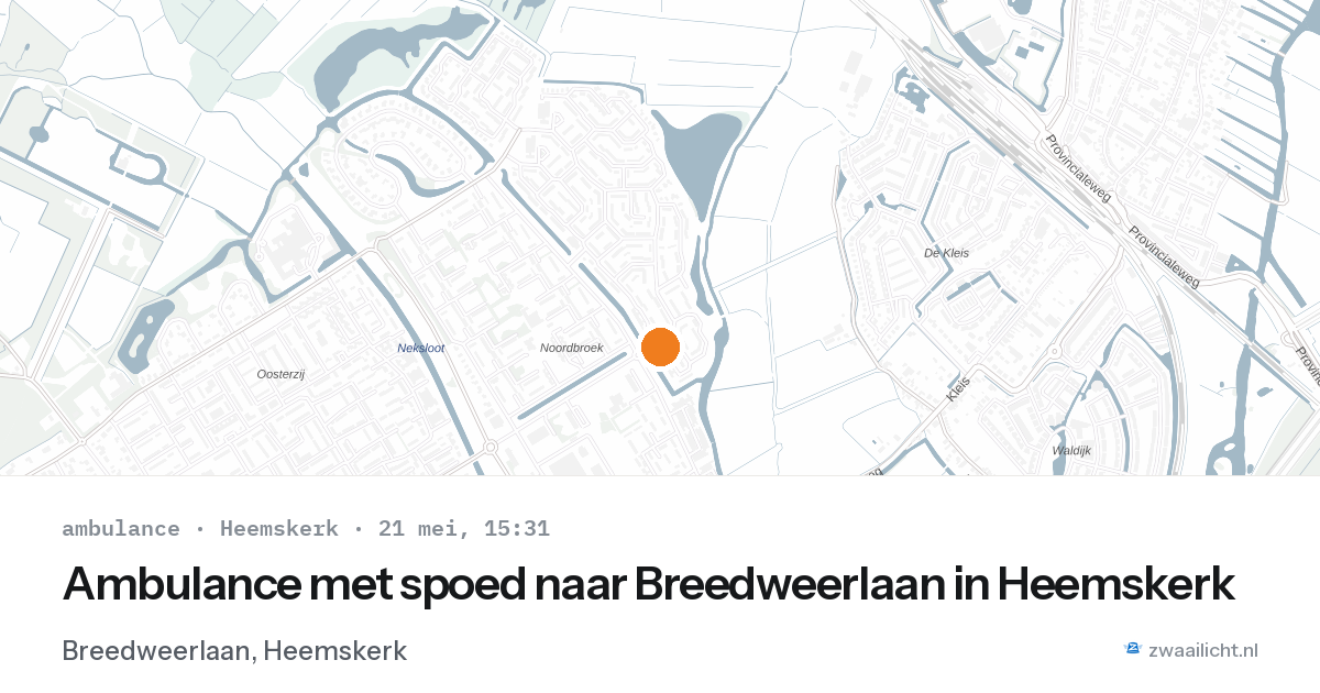 Ambulance met spoed naar Breedweerlaan in Heemskerk — 21 mei 2026