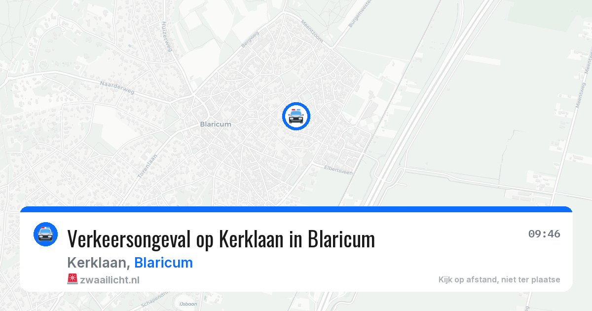 Verkeersongeval op Kerklaan in Blaricum — 10 aug 2026