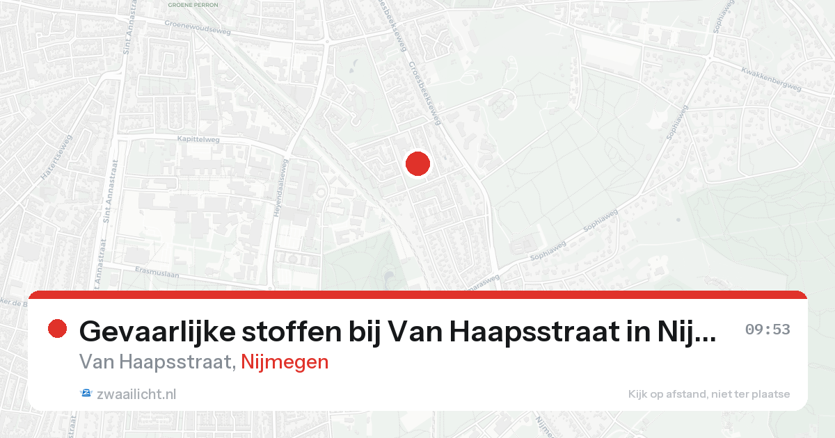 Gevaarlijke stoffen bij Van Haapsstraat in Nijmegen — 24 aug 2026