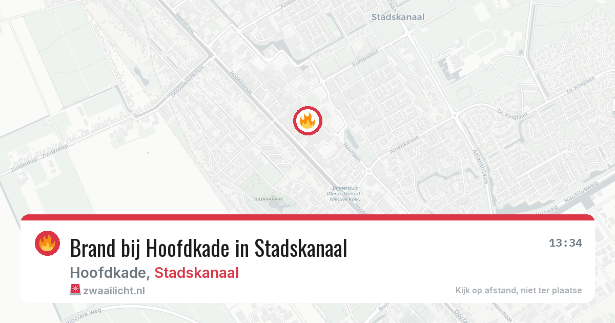 Brand bij Hoofdkade in Stadskanaal — 17 mrt 2026
