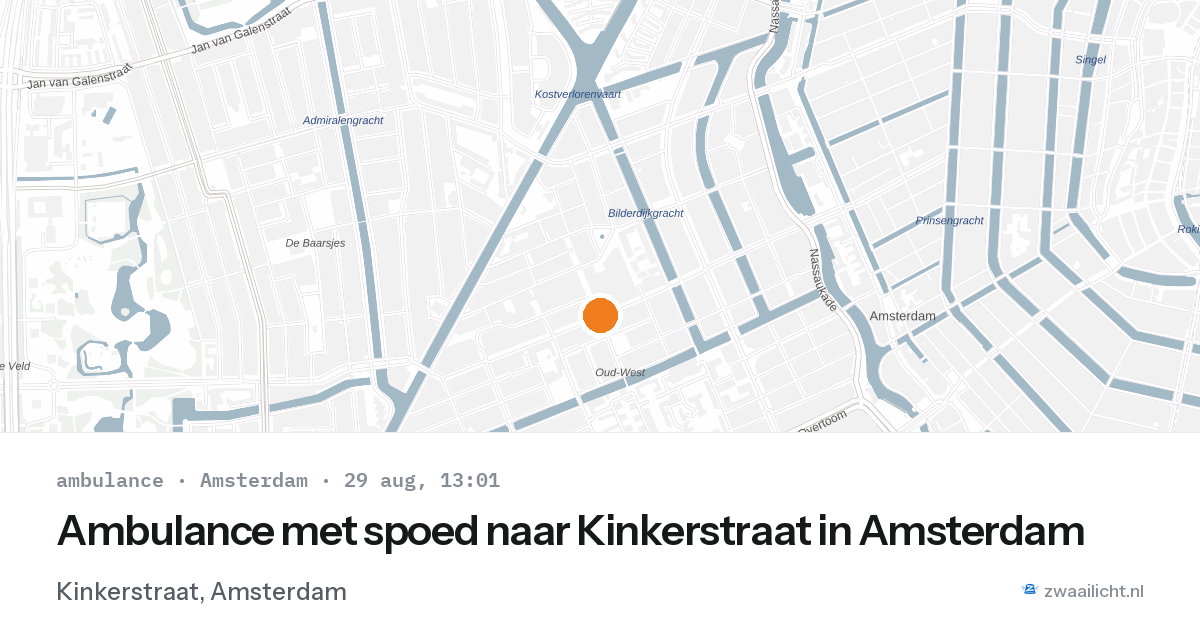 Ambulance met spoed naar Kinkerstraat in Amsterdam — 29 aug 2026