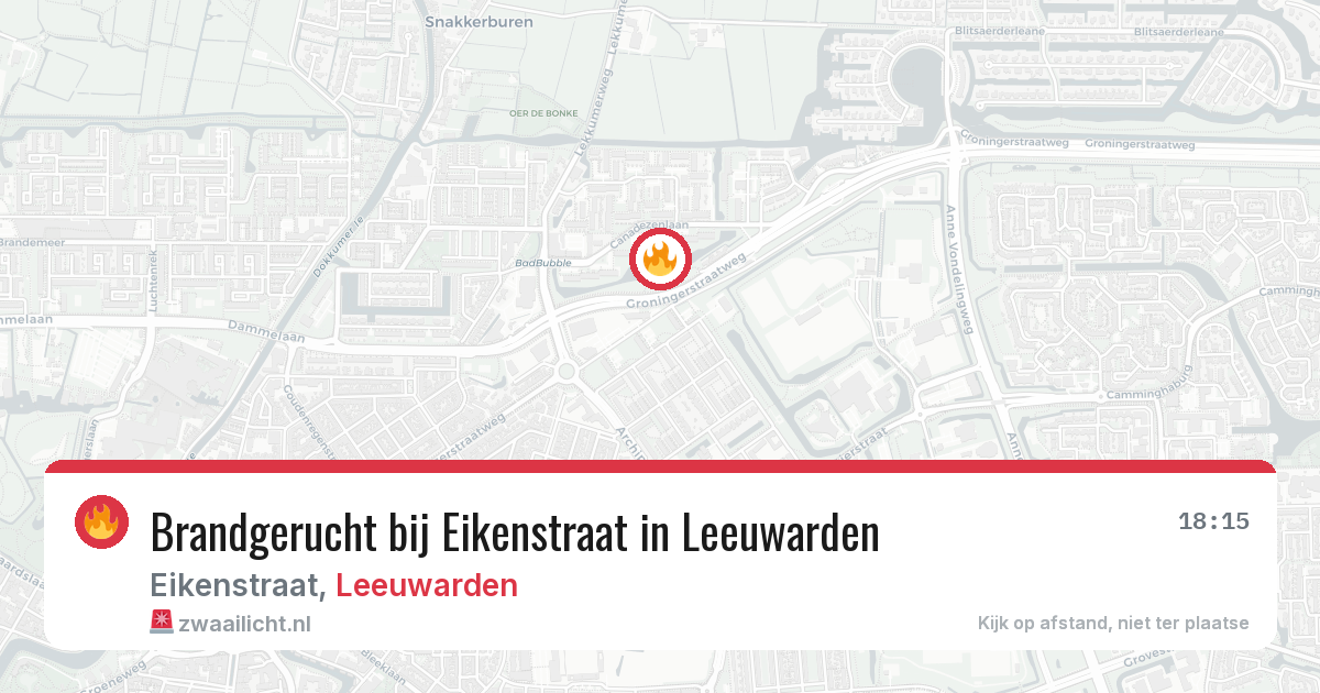 Brandgerucht bij Eikenstraat in Leeuwarden — 11 jun 2026