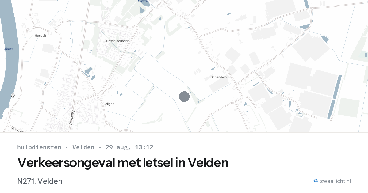 Verkeersongeval met letsel in Velden — 29 aug 2026