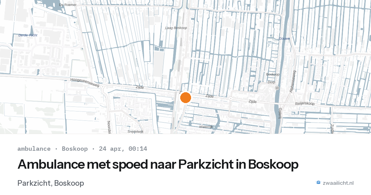 Ambulance met spoed naar Parkzicht in Boskoop — 23 apr 2026