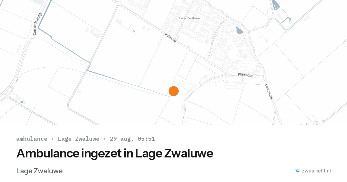Ambulance ingezet in Lage Zwaluwe — 29 aug 2026