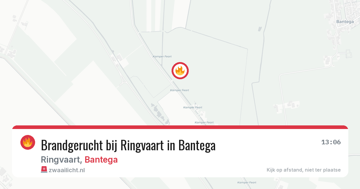Brandgerucht bij Ringvaart in Bantega — 4 aug 2026