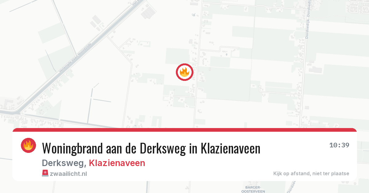 Woningbrand aan de Derksweg in Klazienaveen — 24 jun 2026