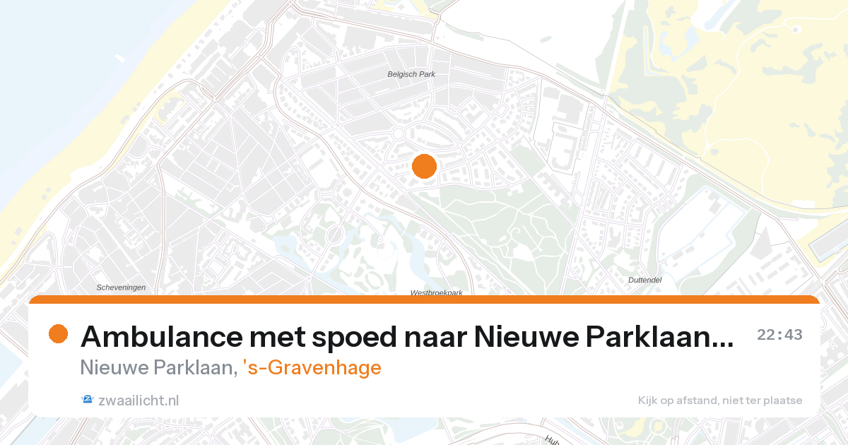 Ambulance met spoed naar Nieuwe Parklaan in 's-Gravenhage — 27 aug 2026