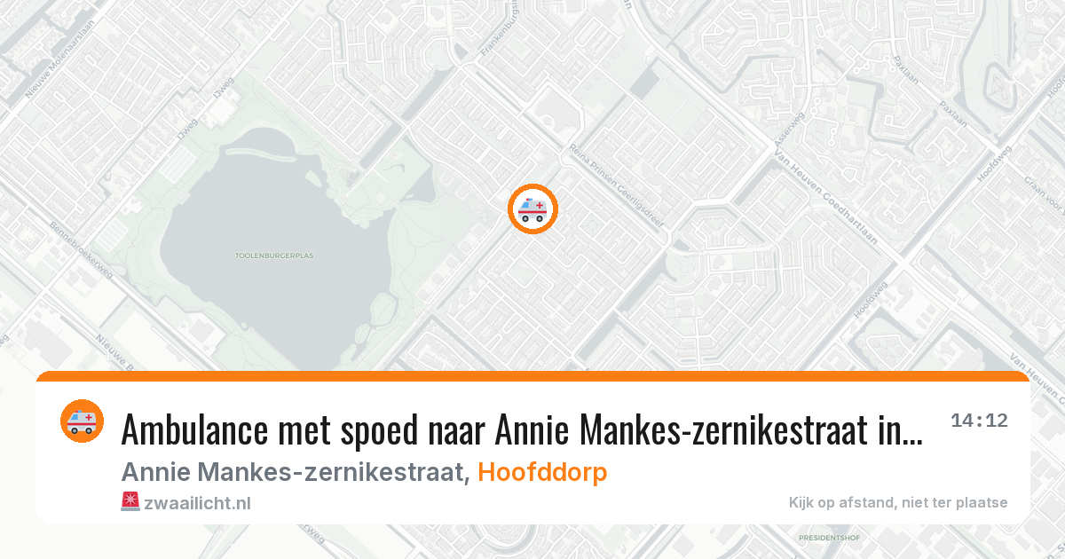 Ambulance met spoed naar Annie Mankes-zernikestraat in Hoofddorp — 3 aug 2026