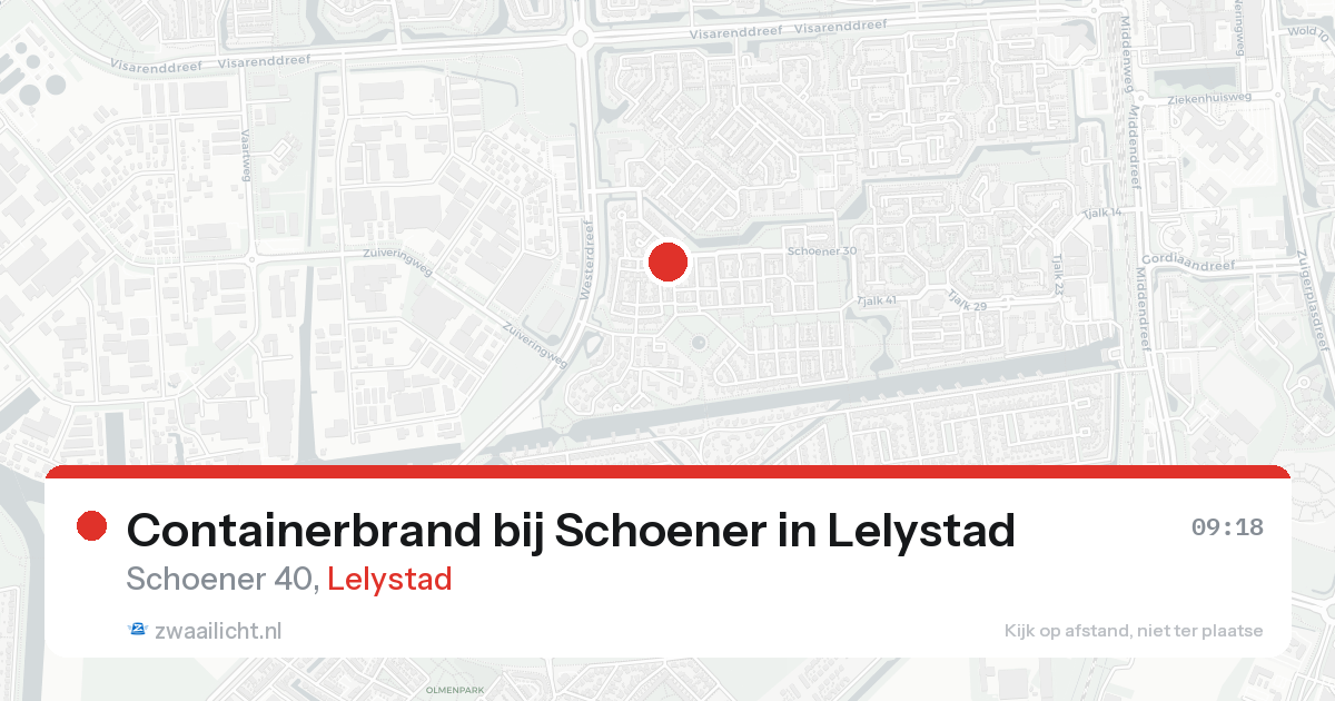 Containerbrand bij Schoener in Lelystad — 25 aug 2026