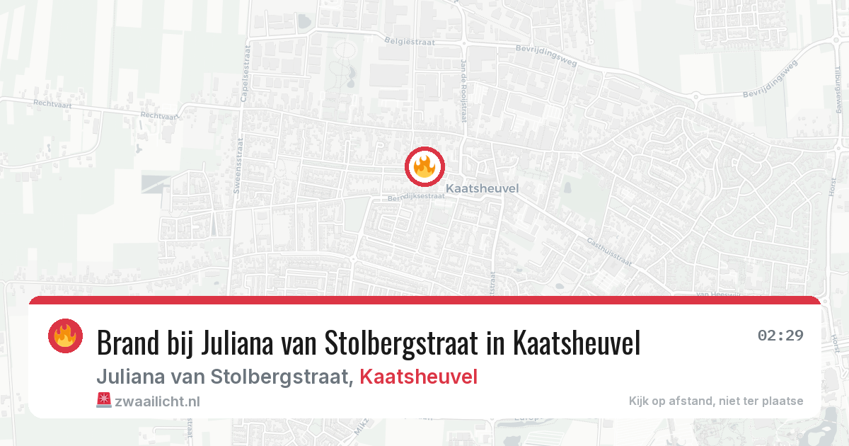 Brand bij Juliana van Stolbergstraat in Kaatsheuvel — 16 jul 2026