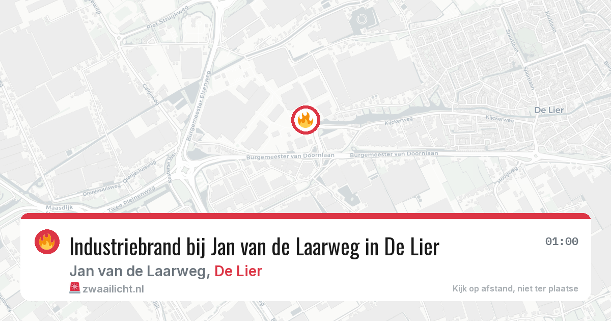 Industriebrand bij Jan van de Laarweg in De Lier — 25 mei 2026