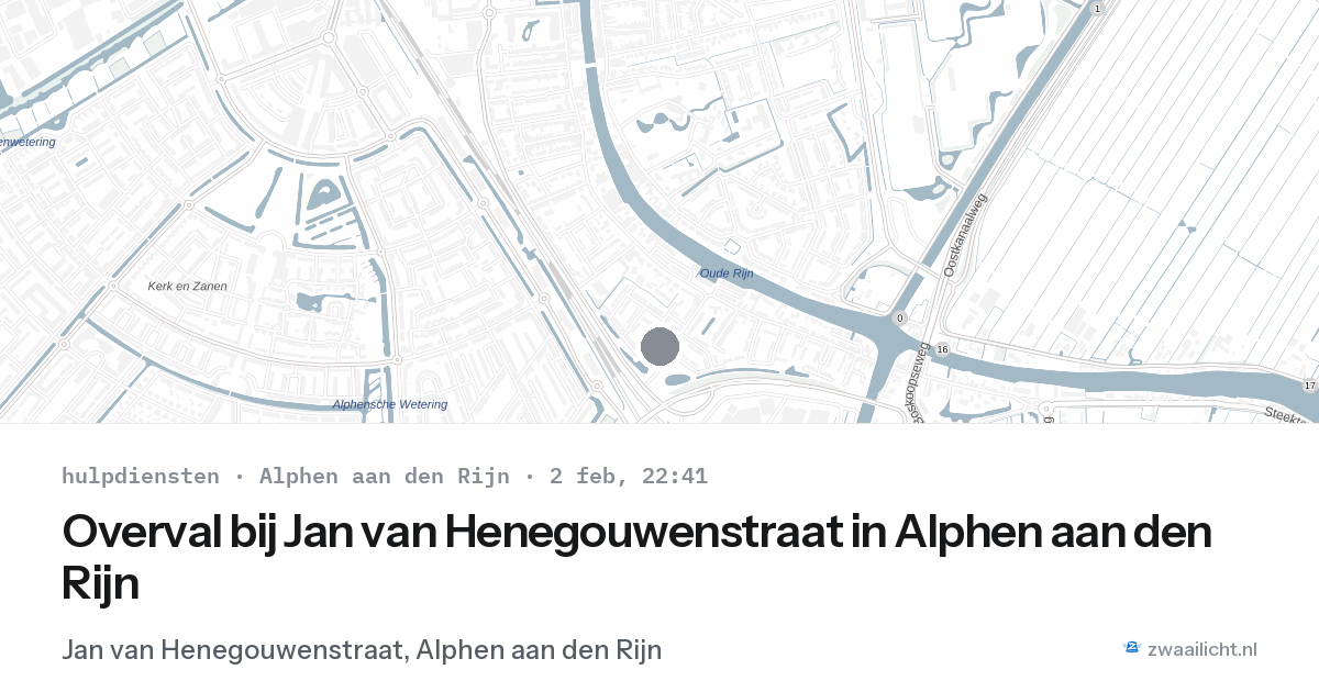 Overval bij Jan van Henegouwenstraat in Alphen aan den Rijn — 2 feb 2026
