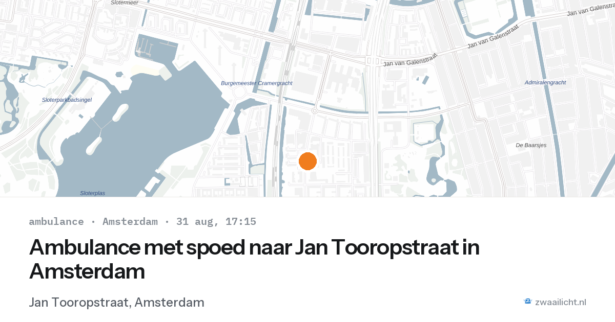 Ambulance met spoed naar Jan Tooropstraat in Amsterdam — 31 aug 2026