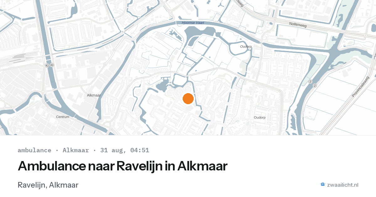Ambulance naar Ravelijn in Alkmaar — 31 aug 2026