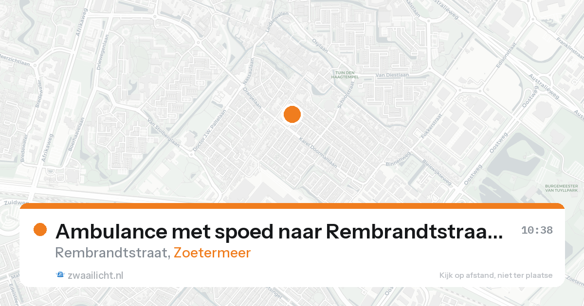 Ambulance met spoed naar Rembrandtstraat in Zoetermeer — 21 aug 2026