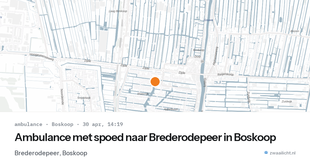 Ambulance met spoed naar Brederodepeer in Boskoop — 30 apr 2026