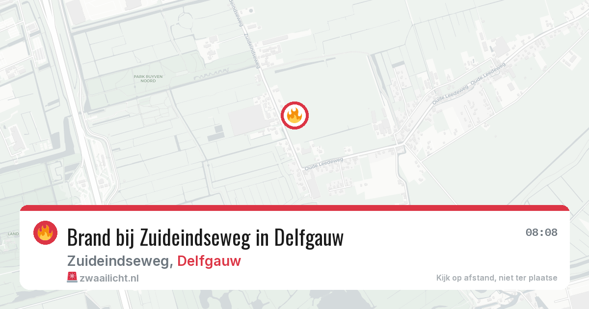 Brand bij Zuideindseweg in Delfgauw — 9 aug 2026