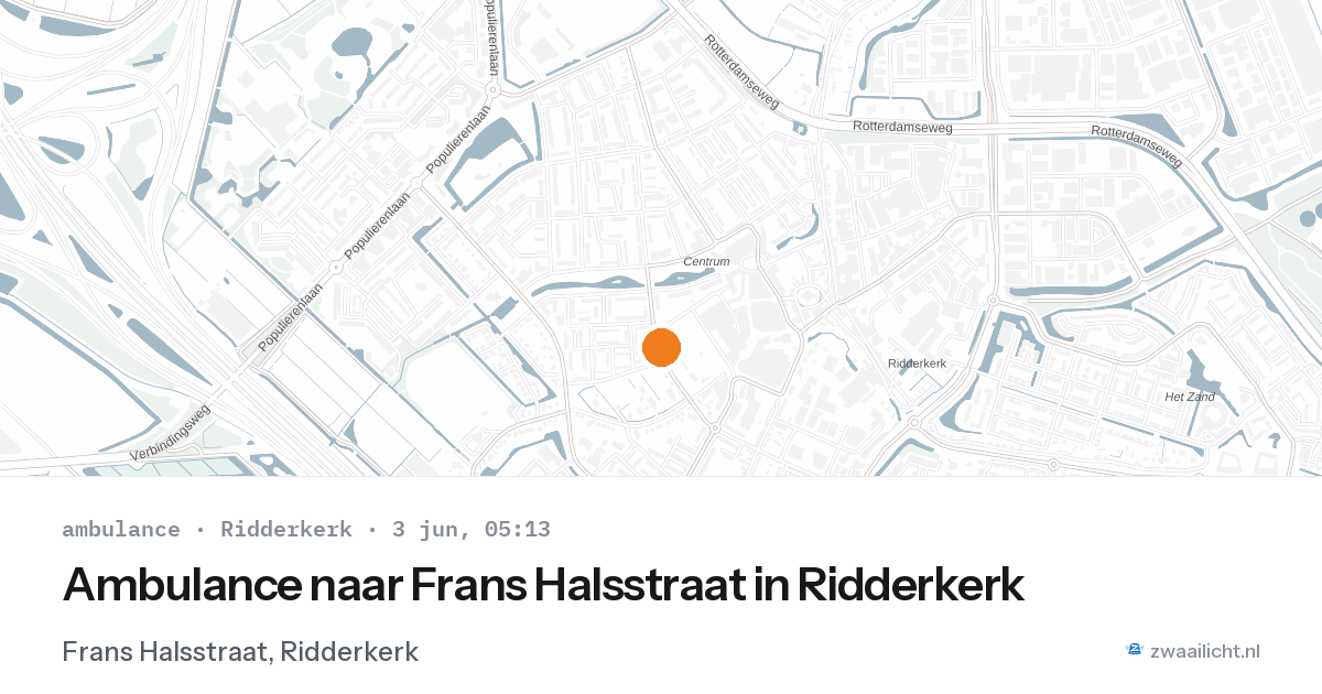 Ambulance naar Frans Halsstraat in Ridderkerk — 3 jun 2026