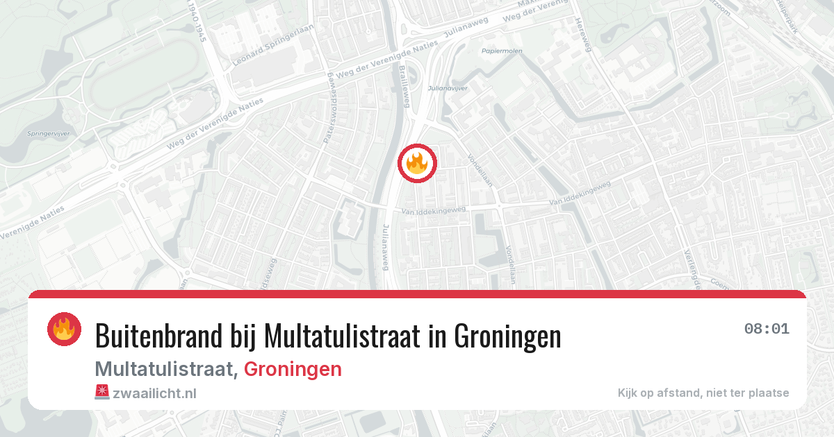 Buitenbrand bij Multatulistraat in Groningen — 13 aug 2026