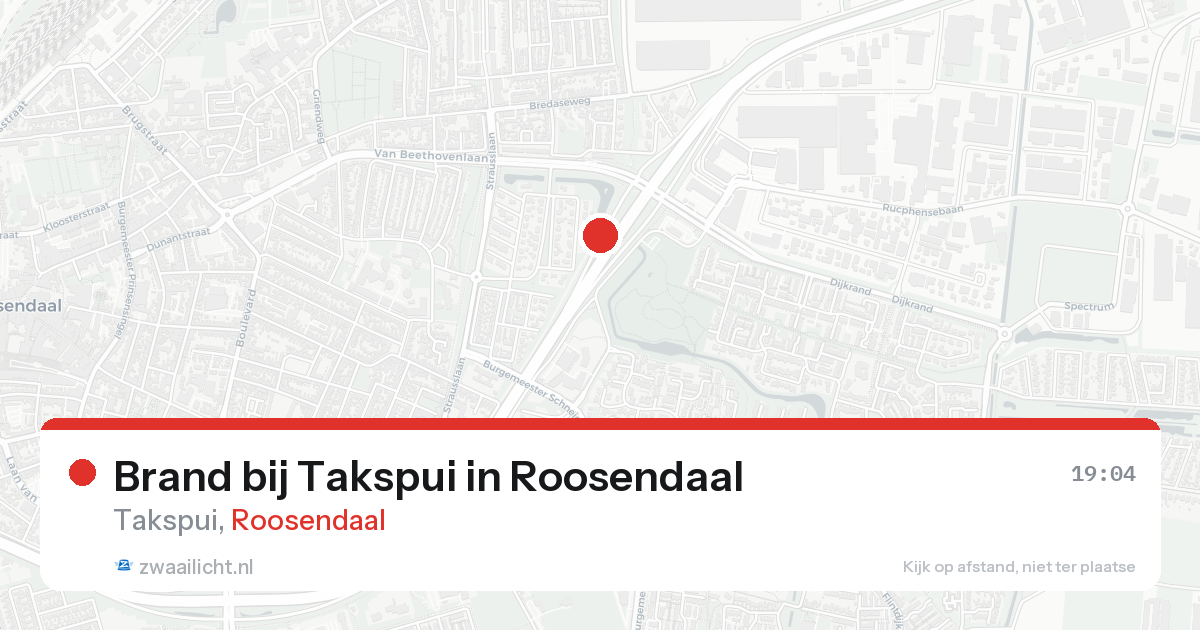 Brand bij Takspui in Roosendaal — 16 aug 2026