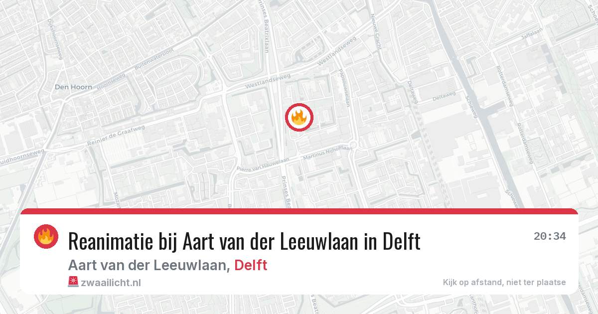 Reanimatie bij Aart van der Leeuwlaan in Delft — 13 mrt 2026