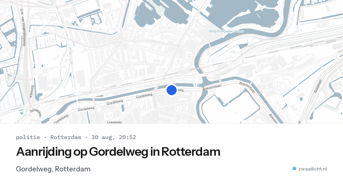 Aanrijding op Gordelweg in Rotterdam — 30 aug 2026
