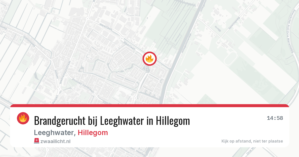 Brandgerucht bij Leeghwater in Hillegom — 10 jun 2026