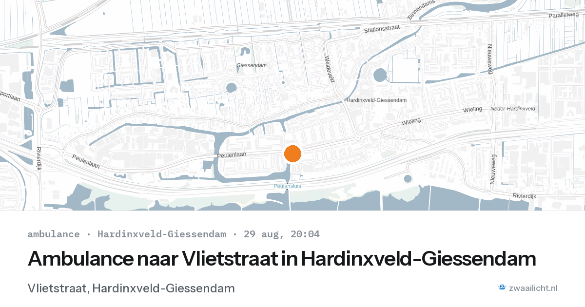 Ambulance naar Vlietstraat in Hardinxveld-Giessendam — 29 aug 2026