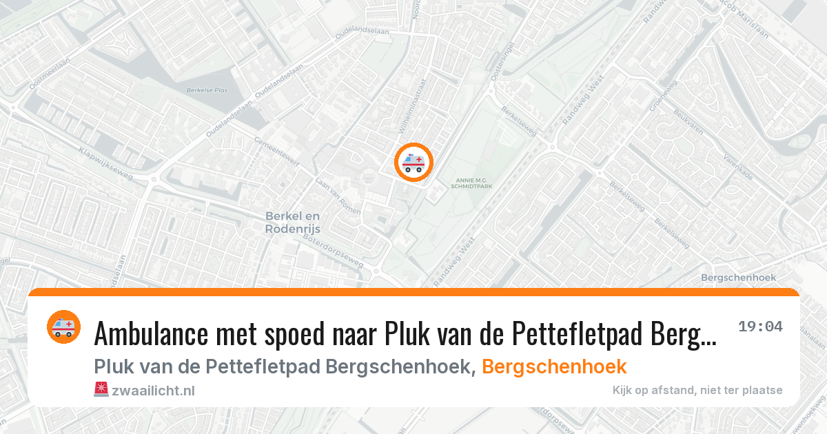 Ambulance met spoed naar Pluk van de Pettefletpad Bergschenhoek in Bergschenhoek — 7 jul 2026
