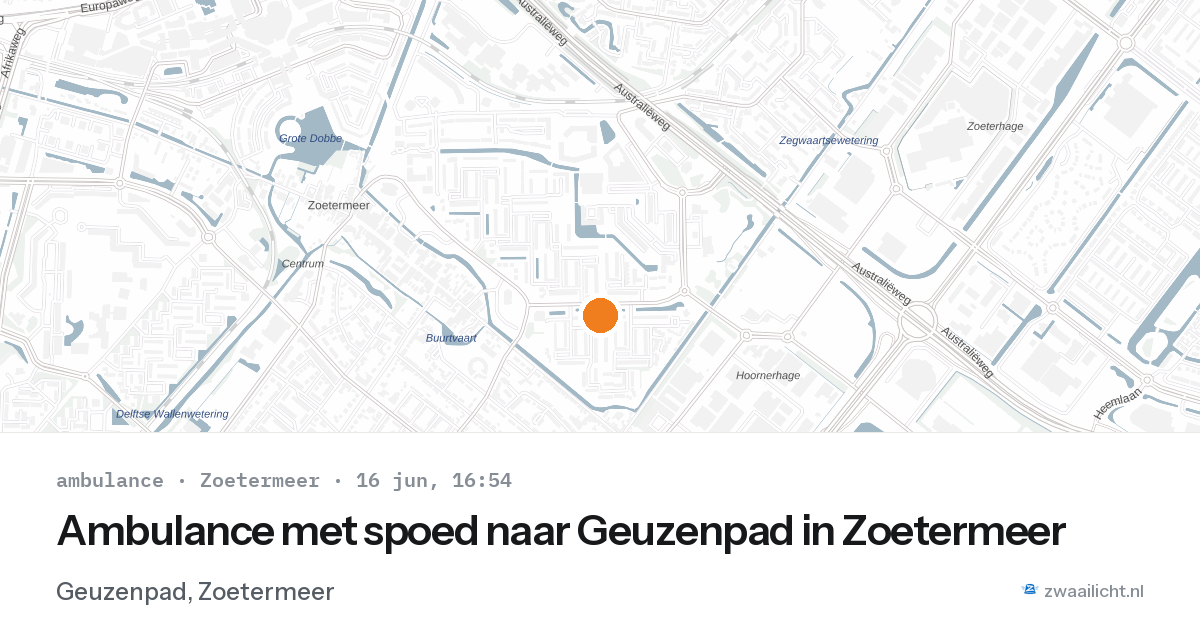 Ambulance met spoed naar Geuzenpad in Zoetermeer — 16 jun 2026