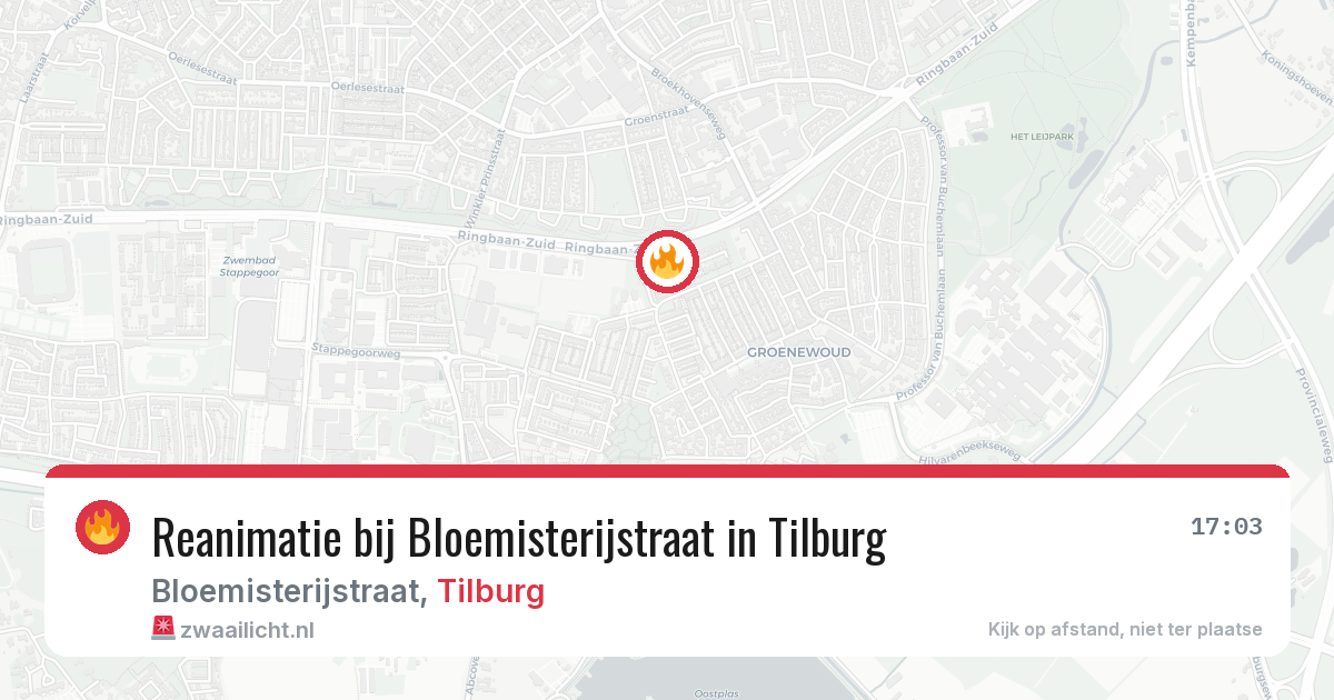 Reanimatie bij Bloemisterijstraat in Tilburg — 6 mrt 2026