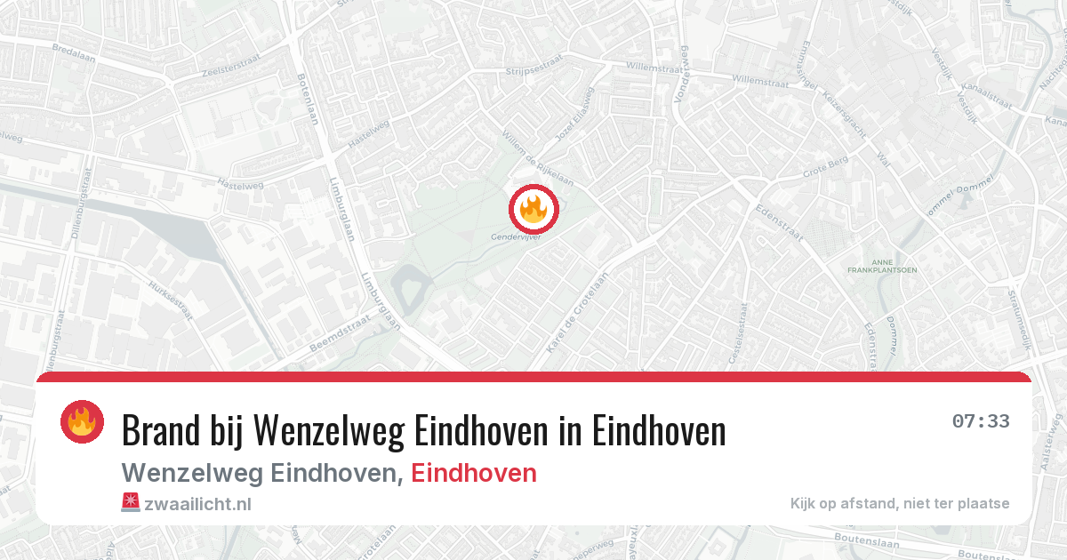 Brand bij Wenzelweg Eindhoven in Eindhoven — 13 aug 2026
