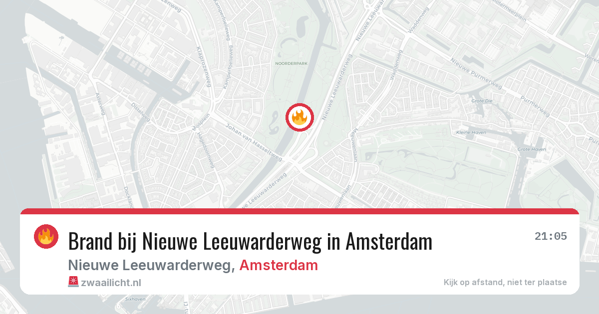 Brand bij Nieuwe Leeuwarderweg in Amsterdam — 14 jun 2026