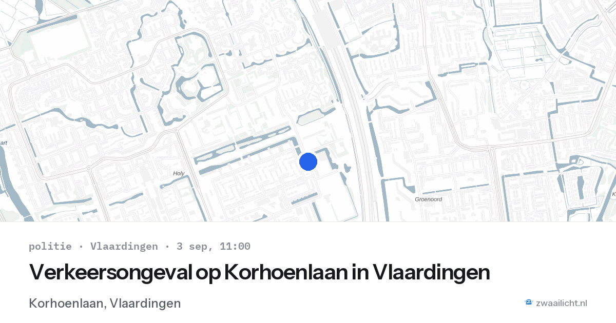 Verkeersongeval op Korhoenlaan in Vlaardingen — 3 sep 2026