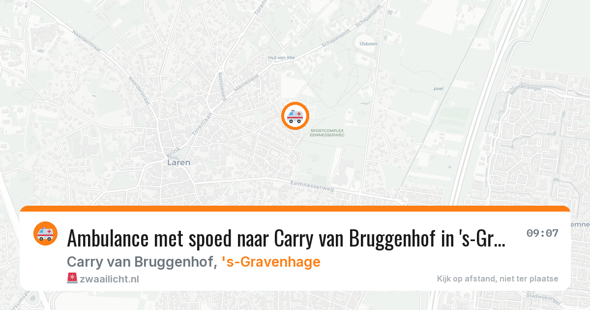 Ambulance met spoed naar Carry van Bruggenhof in 's-Gravenhage — 30 mrt 2026