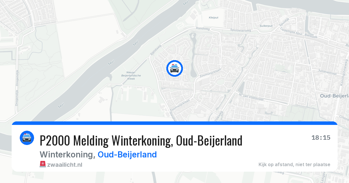 P2000 Melding Winterkoning, Oud-Beijerland — 16 mei 2026