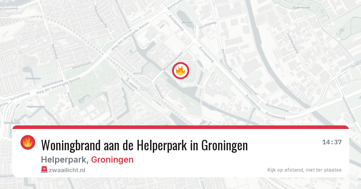 Woningbrand aan de Helperpark in Groningen — 15 jul 2026