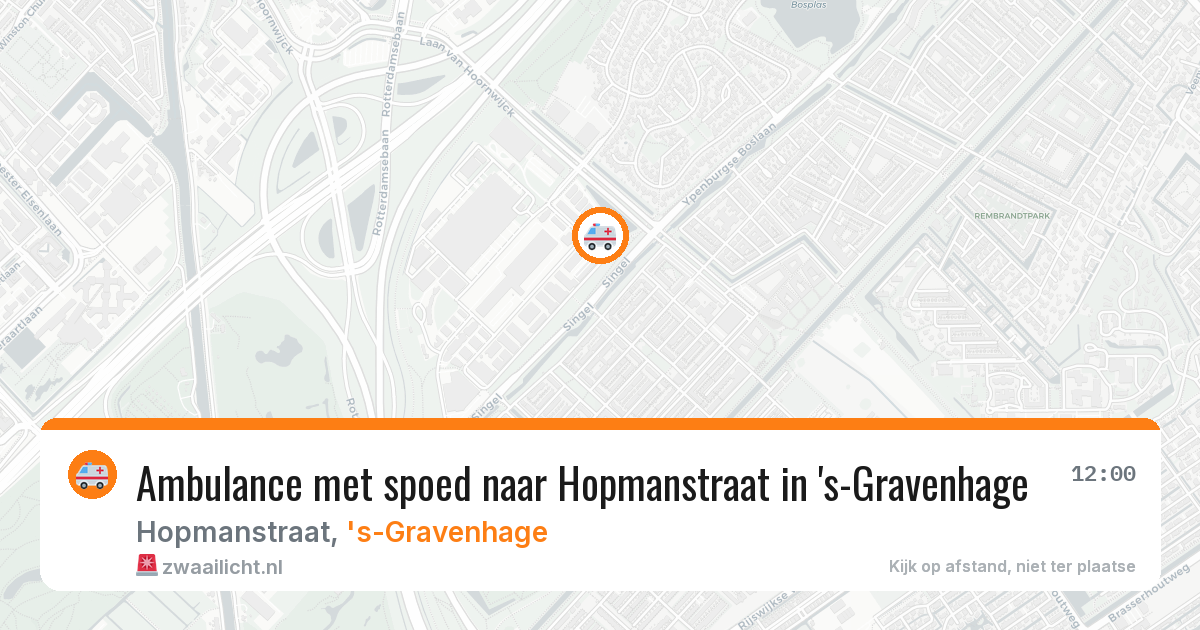 Ambulance met spoed naar Hopmanstraat in 's-Gravenhage — 1 aug 2026