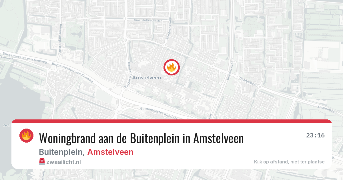 Woningbrand aan de Buitenplein in Amstelveen — 15 apr 2026