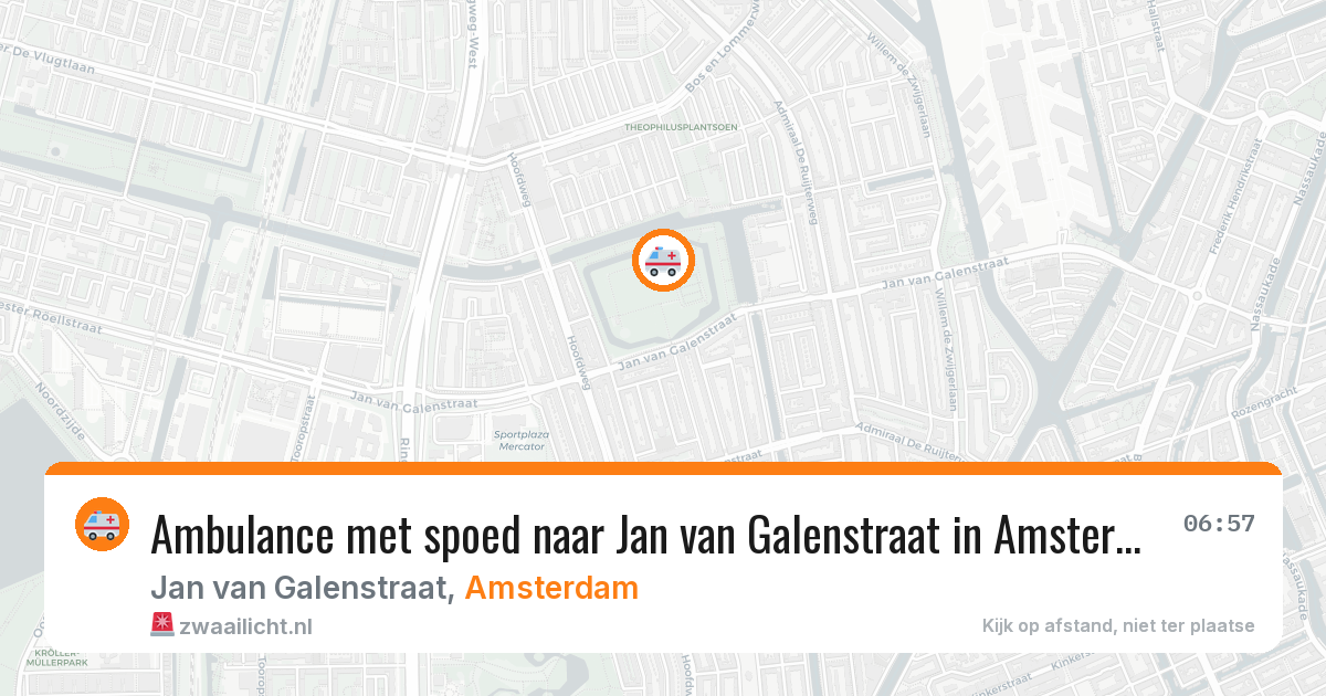 Ambulance met spoed naar Jan van Galenstraat in Amsterdam — 11 aug 2026