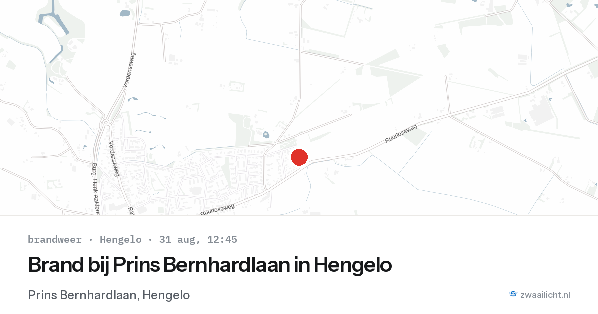 Brand bij Prins Bernhardlaan in Hengelo — 31 aug 2026