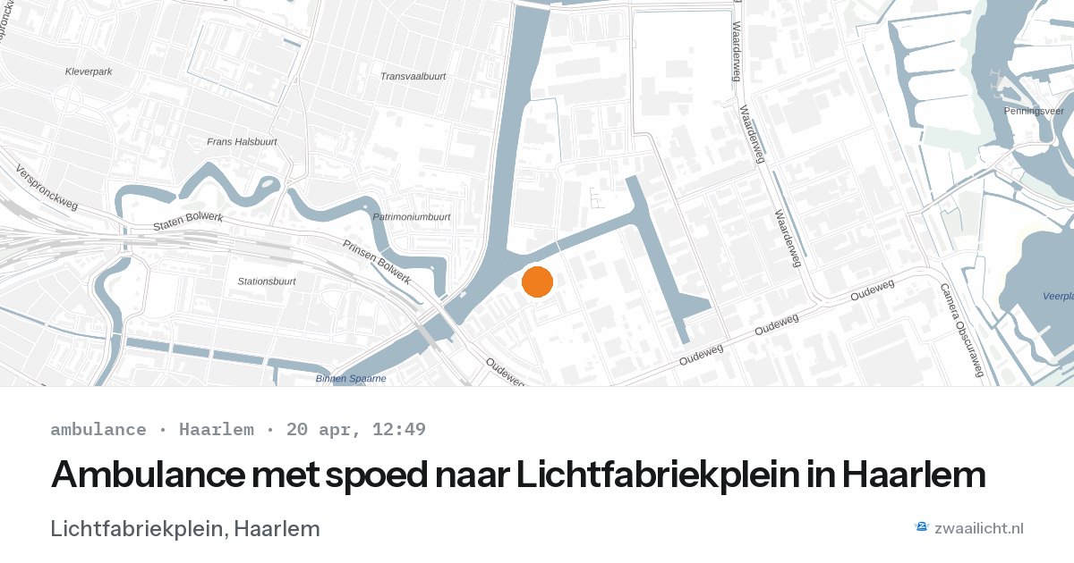 Ambulance met spoed naar Lichtfabriekplein in Haarlem — 20 apr 2026