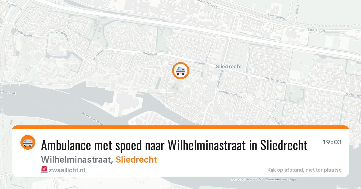Ambulance met spoed naar Wilhelminastraat in Sliedrecht — 18 jun 2026